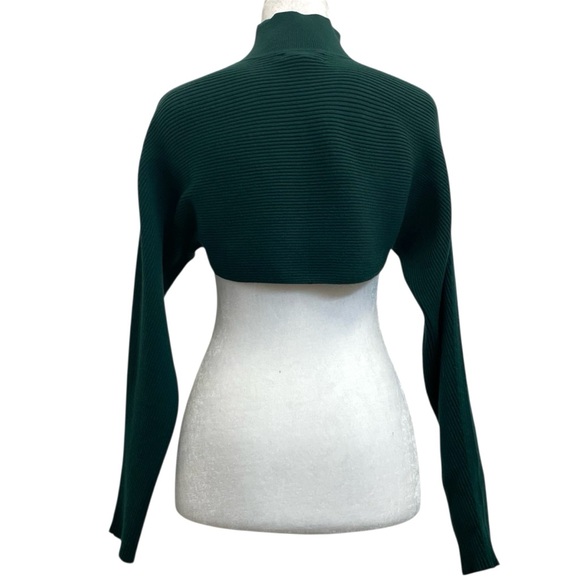 Banana Republic Green Ribbed Mock Neck Bolero Sleeves Shrug Sweater - Picture 3 of 8